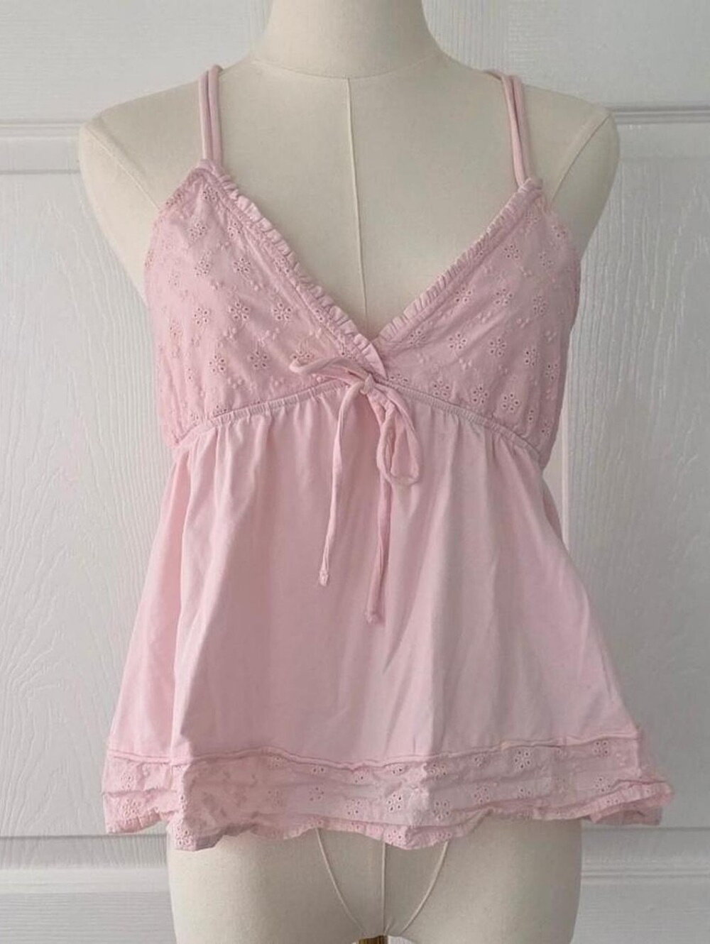 ♡ Pink Eyelet Sleeveless Blouse, Pink Rose, Size Medium ♡